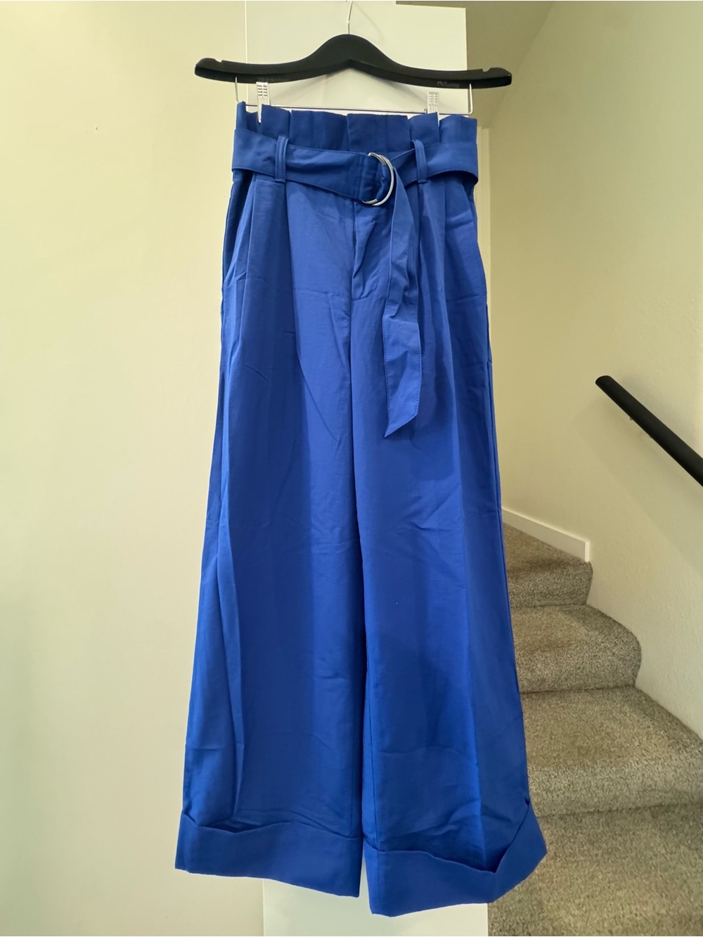 NWT Banana Republic Wide-Leg High Paper Bag Waist Belted Trousers - Cobalt Blue